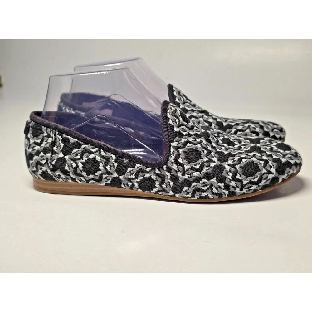 Toms Women's Shoes Size 7 Black Gray Darcy Slip On Flats Comfort Ballets